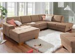 Wohnlandschaft OTTO HOME "Puccini U-Form", braun, B:340cm H:86cm T:224cm, Luxus-Microfaser (100% Polyester);Luxus-Microfaser ALTARA NUBUCK (100% Polyester);Luxus-Microfaser Lederoptik (100% Polyester), Sofas, Wohnlandschaft, mit Federkern, Sitztiefenverstellung, Kontrastnaht
