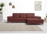 Ecksofa OTTO HOME "Costello L-Form, B: 301cm, Sitztiefen & Armteilverstellung, Federkern", rot (merlot), B:301cm H:89cm T:176cm, Luxus-Microfaser (90% Polyester, 10% Polyamid);Samtoptik (100% Polyester), Sofas, Ecksofa, 3 Nierenkissen, optional Schlaffunktion & Bettkasten