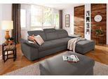 Ecksofa OTTO HOME "Mauritius L-Form", grau, B:287cm T:178cm, Struktur fein (100% Polyester);Luxus-Microfaser Lederoptik (100% Polyester);Soft clean (98% Polyester, 2% Polyamid), Sofas, Ecksofa, mit Kopfteil- und Armlehnverstellung, Schlaffunktion & Bettkasten