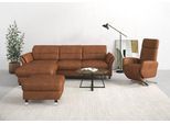 Ecksofa SIT & MORE "Grenoble L-Form mit Federkern", braun (cognac), B:251cm H:85cm T:161cm, Sofas, Ecksofa, wahlweise mit Schlaffunktion, Bettkasten, Arm- und Kopfteilverstellung