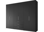 Drehtürenschrank STAUD "Extenso, edles Design in hochwertiger Qualität, Made in Germany", schwarz (anthrazit), B:298cm H:222cm T:63cm, Holzwerkstoff, Schränke, Drehtürenschrank, mit 3 Frontschubkästen