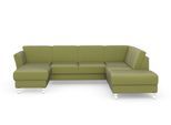 Wohnlandschaft SIT & MORE "Visby U-Form", grün, B:303cm H:87cm T:213cm, Sofas, Wohnlandschaft, Wahlweise mit Schlaffunktion und Stauraum, frei im Raum stellbar