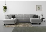 Wohnlandschaft SIT & MORE "Belluci U-Form", grau, B:321cm H:85cm T:195cm, Sofas, Wohnlandschaft, Kopfteilverstellung und Federkern, wahlweise mit Schlaffunktion