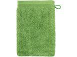Waschhandschuh MÖVE "Superwuschel 100% Premium Cotton Baumwolle", bunt (peridot), B:15cm L:20cm, Walkfrottier, Baumwolle, Handtücher, mit Biesenbordüre und praktischem Kordelaufhänger, einfarbig, weich