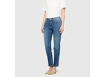 Straight-Jeans MAC "MACMELANIE", Damen, Gr. 46, Länge 30, blau (authentic baby blau), Denim/Jeans, Obermaterial: 91% Baumwolle, 7% Elastomultiester, 2% Elasthan, straight fit lang, Jeans Straight-Jeans, Figurformende Denim-Qualität mit hervorragendem Rücksprung-Verhalten