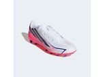 Fußballschuh ADIDAS PERFORMANCE "F50 HYPERFAST LEAGUE, KUNSTRASEN", Damen, Gr. 43, cloud weiß, solar lila, solar turbo, Synthetik, Schuhe Fußballschuh, Außensohle für Kunstrasen