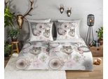 Wendebettwäsche HIP "Isaci", grau, B/L: 135cm x 200cm, 1 Stk., 1 Stk., Biber, B/L: 80cm x 80cm, 2 Stk., Biber, Obermaterial: 100% Baumwolle, Bettwäsche, Wendebettwäsche, Biber, 135x200, Warm, Weich, Wendeoptik, Reißverschluss, Winter, Grau