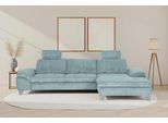 Ecksofa DIE PLANBAR "Recamiere MP-IN14007 L-Form, Breite 318 cm", cord aqua, B:318cm H:84cm T:180cm, 100% Polyester, Sofas, Ecksofa, wahlweise mit Schlaffunktion und verstellbaren Kopfstützen