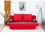 Schlafsofa COLLECTION AB "Ulla, B: 186 cm, Liegel. 142x186 cm", rot (rot, grau), B:186cm H:94cm T:85cm, Primabelle-Microfaser (100% Polyester)/Struktur (100% Polyester);Zierkissen: Primabelle-Microfaser (100% Polyester)/Struktur (100% Polyester), Sofas, Schlafsofa, Schlaffunktion, Bettkasten & 2 Wende-Rückenkissen