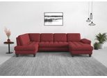 Wohnlandschaft SIT & MORE "Westham U-Form", rot (bordeaux), B:338cm H:88cm T:172cm, 100% Polyester, Sofas, Wohnlandschaft, wahlweise mit Schlaffunktion, Bettkasten, Sitztiefenverstellung