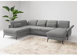 Wohnlandschaft SIT & MORE "Emely, inkl. Sitztiefenverstellung", grau, B:359cm H:92cm T:231cm, 100% Polyester, Sofas, Wohnlandschaft, wahlweise mit Schlaffunktion,Bettkasten,Kopf- & Armteilverstellung