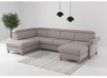 Wohnlandschaft OTTO HOME "Glendale, U-Form", beige (silber), B:321cm H:84cm T:193cm, 100% Polyester, Sofas, Wohnlandschaft, inkl. Kopfteilverstellung, wahlweise mit Vorziehsitz und Bettkasten