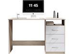 Schreibtisch BEGA OFFICE "Adria, Computertisch", weiß (eiche sonoma, weiß), B:123cm H:77cm T:50cm, Tische, Schreibtisch, Schubkästen rechts oder links montierbar, Breite 123 cm