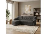 Ecksofa OTTO HOME "Nyborg 234 x 142 cm, stabil, komfortabel, formschön mit Steppungen", grau (dunkelgrau), B:234cm H:84cm T:142cm, 100% Polyester, Sofas, Ecksofa, L-Form, aus pflegeleichtem, weichen Microfaser Bezug