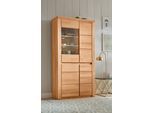 Vitrine OTTO HOME "Burani, Einlegeböden variabel einteilbar", beige (kernbuche teilmassiv), B:90cm H:170cm T:35cm, Holz teilmassiv, Schränke, Vitrine, B/T/H: 90/170/35, grifflose Optik