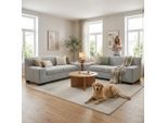 Polstergarnitur OTTO HOME "Faxxe aus 2-Sitzer und 3-Sitzer", grau (hellgrau), H:74cm T:85cm, 90% Polyester, 10% Nylon, Sitzmöbel-Sets, Polstergarnitur, aus haustierfreundlichem Pet Friendly Cord