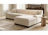Ecksofa OTTO HOME "Faxxe 268 x 153 cm, auch mit Schlaffunktion", beige (creme), B:268cm H:74cm T:153cm, 100% Polyester, Sofas, Ecksofa, aus pflegeleichtem, weichem Bezugsstoff, L-Form
