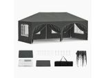 Woltu Pavillon,, Grau, Metall, 300x250x600 cm, Sonnen- & Sichtschutz, Pavillons & Pergolas, Pavillons