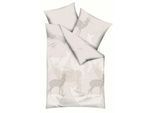 Bettwäsche KAEPPEL "Hirsche", beige (natur), B/L: 135cm x 200cm, 1 Stk., 1 Stk., Feinbiber, B/L: 80cm x 80cm, 2 Stk., Feinbiber, Obermaterial: 100% Baumwolle, Bettwäsche, Bettwäsche, mit Hirschen