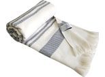 Hamamtuch FRAMSOHN FROTTIER "Boho Living - Zick Zack Muster", grau (beige, anthrazit, grau), B:100cm L:180cm, Hamam Frottier, Baumwolle, Handtücher, 100x180, zick zack & mit Fransen, ideal als Strandtuch, Sauna, Reise