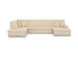 Wohnlandschaft DOMO COLLECTION "TREVISO inkl. Zierkissen, moderne Steppung, XXL: 364x201x83 cm", beige, B:364cm H:83cm T:201cm, 95% Polyester, 5% Nylon, Sofas, Wohnlandschaft, wahlweise mit Bettfunktion, in vielen Bezugsarten auch in Cord U-Form