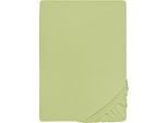 Spannbettlaken BIBERNA "THEA Baumwoll-Jersey mit Elasthan, 160 g/m²", grün (pistaziengrün), 1 Stk., Jersey-Elasthan, 120-130x200-220 25cm, Jersey-Elasthan, Obermaterial: 97% Baumwolle, 3% Elasthan, Bettlaken, Spannbettlaken, Bettlaken für Matratzen bis 25 cm Höhe, pflegeleicht, bügelfrei