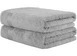 Saunatuch HAMMETEX "Hammetex 2er Set extra große Saunatücher", grau (hellgrau), B:80cm L:200cm, Frottier, Baumwolle, Handtücher, 100% Baumwolle – Weich & Saugfähig – Luxuriöse Große Spa-Badetücher