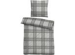 Bettwäsche BIBERNA "Lya", grau (sturmgrau), B/L: 135cm x 200cm, 1 Stk., 1 Stk., Flanell, B/L: 80cm x 80cm, 2 Stk., Flanell, Obermaterial: 100% Baumwolle, Bettwäsche, Bettwäsche, kuschelig warm, weich, Melange, 100% Baumwolle, made in Germany