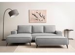 Ecksofa OTTO HOME "TVINNU Leinenoptik, L-Form, 275 cm, mit Hocker", silber (silbergrau), B:275cm H:83cm T:173cm, Sofas, Ecksofa, stellbar zum Schlafsofa (Krokodilverbinder)