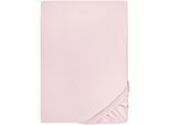 Spannbettlaken BIBERNA "THEA Baumwoll-Jersey mit Elasthan, 160 g/m²", rosa (rose), 1 Stk., Jersey-Elasthan, 180-200x200-220 25cm, Jersey-Elasthan, Obermaterial: 97% Baumwolle, 3% Elasthan, Bettlaken, Spannbettlaken, Bettlaken für Matratzen bis 25 cm Höhe, pflegeleicht, bügelfrei