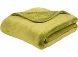 Wohndecke GÖZZE "Premium Cashmere Feeling", grün (grüngelb), B:130cm L:170cm, Polyester, Wohndecken, Wohndecke, mit premium Cashmere Feeling, Kuscheldecke