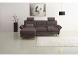 Ecksofa OTTO HOME "Westerland L-Form", braun (espresso), B:252cm H:90cm T:162cm, 98% Polyester 2% Polyamid, Sofas, Ecksofa, Federkern-Polsterung, wahlweise mit Schlaffunktion, Bettkasten