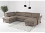 Wohnlandschaft OTTO HOME "Glendale, U-Form", braun (cappuccino), B:321cm H:84cm T:193cm, 100% Polyester, Sofas, Wohnlandschaft, inkl. Kopfteilverstellung, wahlweise mit Vorziehsitz und Bettkasten