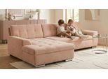 Ecksofa OTTO HOME "Tornby 268 x 178 cm, mit Steppungen, modern & stabil", rosa (altrosa), B:268cm H:83cm T:178cm, 100% Polyester, Sofas, Ecksofa, mit Schlaffunktion, L-Form, aus Pet Friendly Bezug