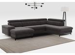 Wohnlandschaft COTTA "Emma U-Form, B: 328 cm", braun (mud), B:328cm H:97cm T:215cm, Sofas, Wohnlandschaft, mit Kopfteilverstellung, optional Schlaffunktion & Bettkasten
