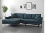 Ecksofa TRENDS BY HG "Summer L-Form, B: 280cm, in Cord & Struktur", grün (b881 memphis 14 teal), B:278cm H:86cm T:174cm, 90% Polyester;10% Nylon, Sofas, Ecksofa, wahlweise mit Kopfstützen, schwarze Metallfüße