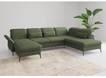 Wohnlandschaft SIT & MORE "Emely, inkl. Sitztiefenverstellung", grün (olive), B:359cm H:92cm T:231cm, 95%Polyester, 5% Polyamid, Sofas, Wohnlandschaft, wahlweise mit Schlaffunktion,Bettkasten,Kopf- & Armteilverstellung