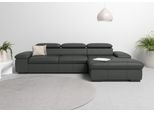 Ecksofa OTTO HOME "Alberto L-Form", grau (anthrazit), B:286cm H:73cm T:174cm, Luxus-Microfaser Lederoptik (100% Polyester);Luxus-Microfaser ALTARA NUBUCK (100% Polyester);Luxus-Microfaser weich (90% Polyester, 10% Polyamid);Microfaser Antiklederoptik, Sofas, Ecksofa, mit Kopfteilverstellung, wahlweise mit Schlaffunktion