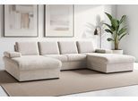 Wohnlandschaft SIT & MORE "Moreno U-Form, B: 309 cm", beige (creme), B:309cm H:82cm T:171cm, 100% Polyester, Sofas, Wohnlandschaft, mit Armteilverstellung, optional Schlaffunktion