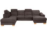 Wohnlandschaft HOME AFFAIRE "Dundee U-Form", braun (mocca), B:338cm H:86cm T:219cm, Luxus-Microfaser Florence (100% Polyester), Sofas, Wohnlandschaft, wahlweise mit Kopfteilverstellung und zusätzlich mit Schlaffunktion