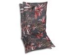 Sesselauflagenset, Anthrazit, Braun, Rosa, Textil, 2-teilig, Blätter, Füllung: Schaumstoff, Vlies, 50x7x120 cm, Oeko-Tex® Standard 100, pflegeleicht, hochwertige Qualität, langlebig, für den Außenbereich geeignet, mittels Bändern zu befestigen, Gurtband befestigen, Outdoor-Kissen, Gartenstuhlauflagen, Hochlehner-Auflagen