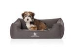 Knuffelwuff Orthopädisches Hundebett Leano aus Velours mit Handwebcharakter schwarz M-L