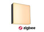 LED Außen-Wandleuchte PAULMANN "Azalena IP44 250x97mm 8,5W 700lm 230V Kunststoff, Aluminium", grau (anthrazit), B:25cm H:25cm T:9,7cm, Leuchten, Smart Home Zigbee 3.0 Bewegungsmelder mit Hochfrequenz-Sensor