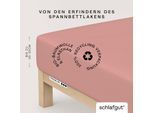 Spannbettlaken SCHLAFGUT "PREMIUM Mako-Zwirn-Jersey, 220 g/m², 95% Bio-Baumwolle, 5% Elasthan", lila (lila mid), 1 Stk., Mako-Zwirn-Jersey, 90-100x190-220 30cm, Mako-Zwirn-Jersey, Obermaterial: 95% Baumwolle, 5% Elasthan, Bettlaken, Spannbettlaken, Bettlaken bis 30 cm Höhe, PREMIUM-Qualität langlebig, perfekter Sitz