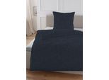 Bettwäsche HECHTER PARIS "0481309", blau (marine), B/L: 155cm x 220cm, 1 Stk., 1 Stk., Musselin, B/L: 80cm x 80cm, 2 Stk., Musselin, Obermaterial: 100% Baumwolle, Bettwäsche, Bettwäsche, gekreppte Optik + Struktur, weich, angenehmes Schlafklima, Sommer