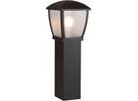 Pollerleuchte SEARCHLIGHT "Seattle Post - Black Metal & Clear Frosted Polycarbonate", schwarz (schwarz und klar, mattiert), B:32cm H:73cm L:32cm, Leuchten
