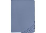 Spannbettlaken BIBERNA "Marc", blau, L:200cm, Jersey, Obermaterial: 100% Baumwolle, Bettlaken, Spannbettlaken, aus Baumwolle, für Matratzen bis 22 cm Höhe, Bettlaken, Spannbetttuch