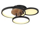 GLOBO LIGHTING Deckenleuchte "SID", schwarz (schwarz matt), 1, H: 10,5cm, 1 Stk., Leuchten, Deckenleuchte Schwarz/Holzoptik, Opalglas, LED 30W, 3000K, Deckenleuchte