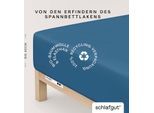 Spannbettlaken SCHLAFGUT "PURE BOXSPRING Bio-Baumwolle mit Elasthan, 170 g/m², Bettlaken", blau (blau mid), 1 Stk., Jersey-Elasthan, 90-100x200-220 40cm, Jersey-Elasthan, Obermaterial: 95% Baumwolle, 5% Elasthan, Bettlaken, Spannbettlaken, PREMIUM Boxspringbett Laken bis 40 cm Höhe, dehnbar blickdicht, straff