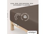 Spannbettlaken SCHLAFGUT "PURE BOXSPRING Bio-Baumwolle mit Elasthan, 170 g/m², Bettlaken", beige (sand deep), 1 Stk., Jersey-Elasthan, 120-130x200-220 40cm, Jersey-Elasthan, Obermaterial: 95% Baumwolle, 5% Elasthan, Bettlaken, Spannbettlaken, PREMIUM Boxspringbett Laken bis 40 cm Höhe, dehnbar blickdicht, straff
